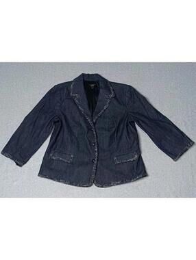 Talbots Petites Denim Jacket Womens Size 14P Blue Jean Denim Button Up...